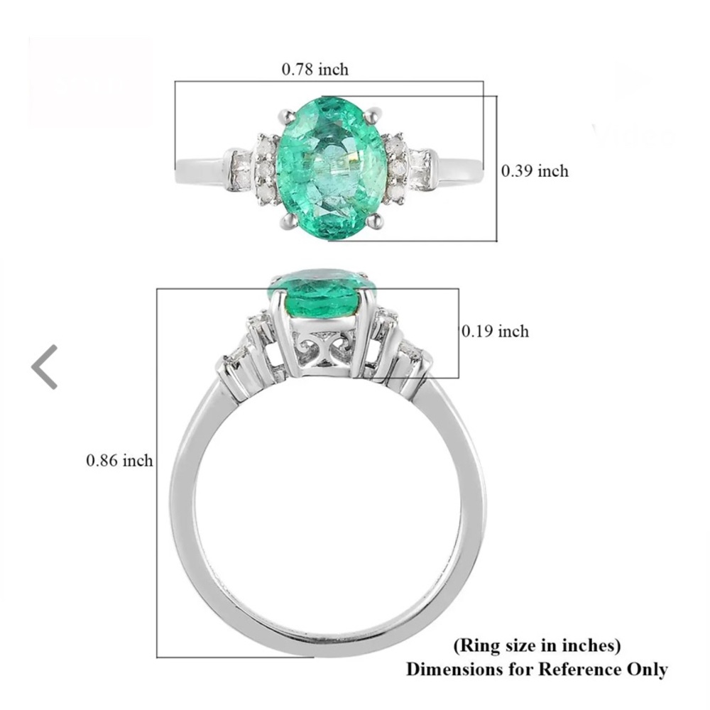 Ethiopian Emerald & Diamond, Platinum over Sterling Silver Ring Size 8 - Picture 6 of 15